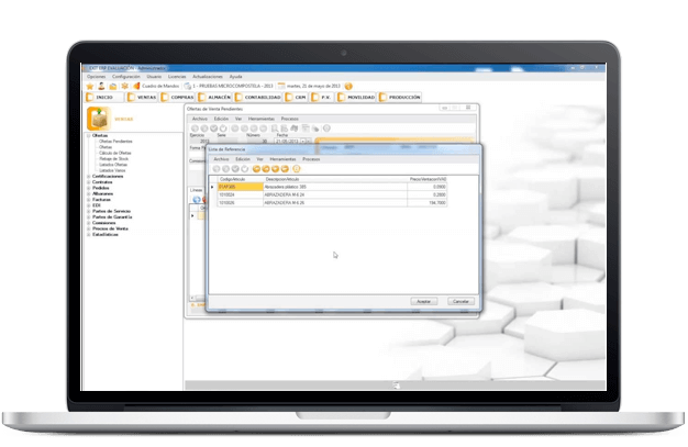 Interfaz de gestión software Exit ERP en Málaga
